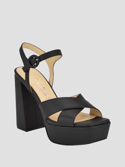 Guess Vallenn Platform Block Heels Negrii | GUESS-SN29707