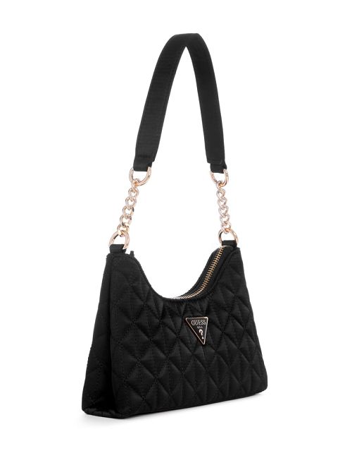 Guess Velina Quilted Satin Mini Shoulder Bag Negrii | GUESS-SN29140