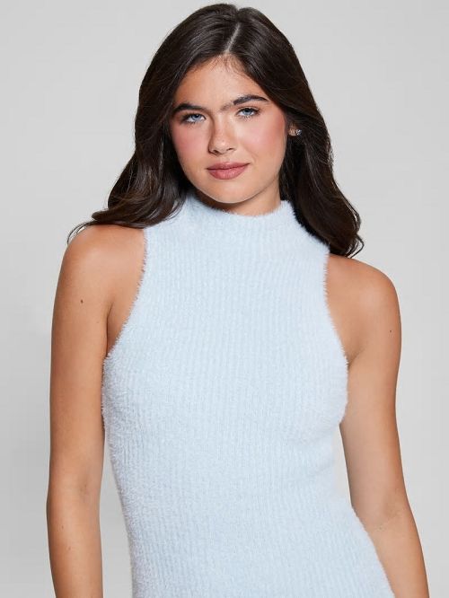Guess Vero Fuzzy Sweater Dress Albastri | GUESS-SN27017