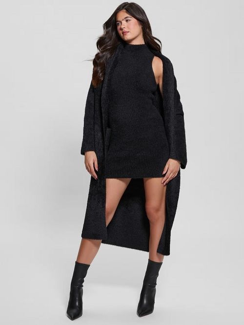 Guess Vero Fuzzy Sweater Dress Negrii | GUESS-SN26995
