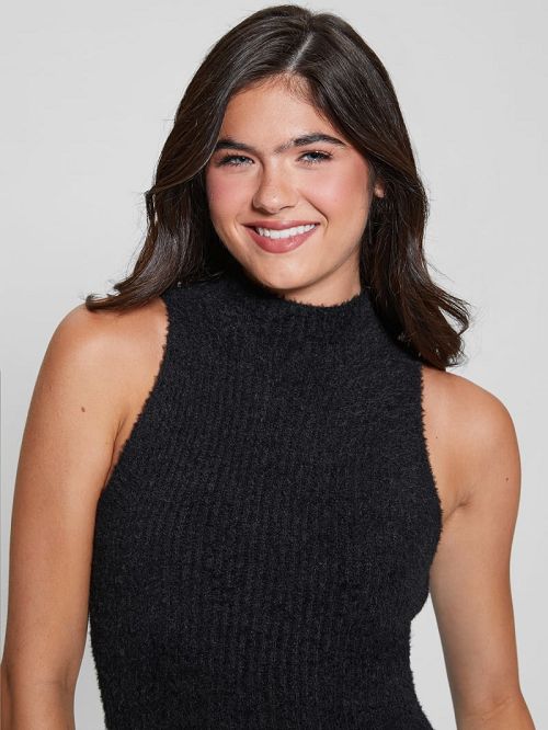 Guess Vero Fuzzy Sweater Dress Negrii | GUESS-SN26995