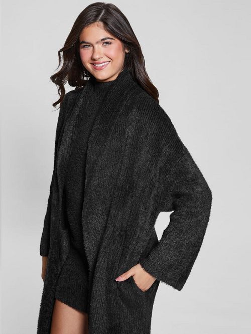Guess Vero Oversized Mini Cardigan Coat Negrii | GUESS-SN28040