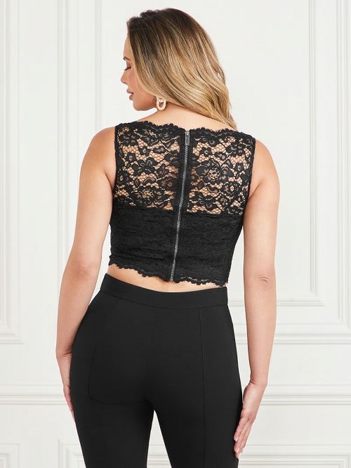 Guess Vesper Lace Corset Top Negrii | GUESS-SN27105