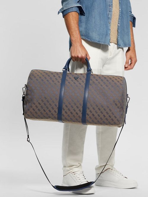 Guess Vezzola Jacquard Weekender Bag Albastri | GUESS-SN31699