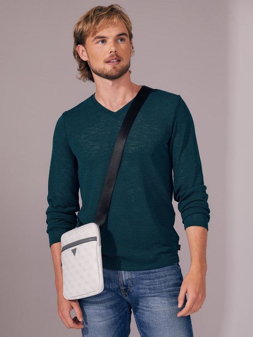 Guess Vezzola Smart Flat Crossbody Negrii Albi | GUESS-SN31712