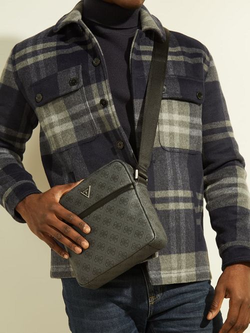 Guess Vezzola Smart Top Zip Square Crossbody Negrii | GUESS-SN31734