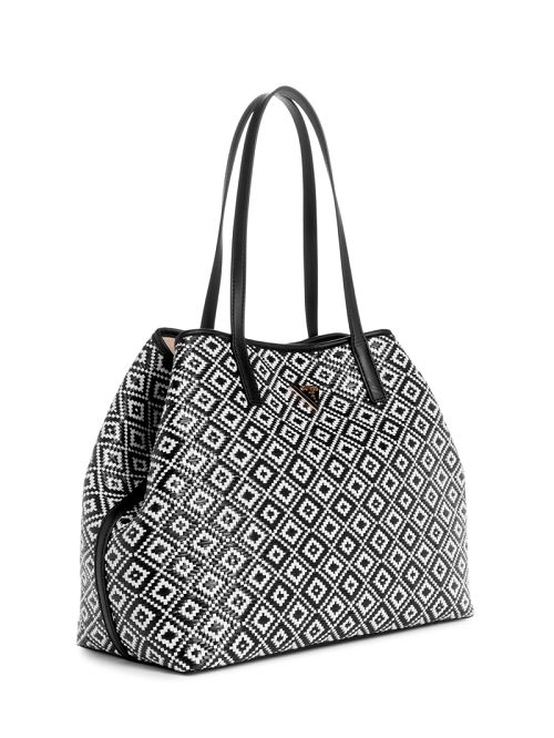 Guess Vikky Straw Tote Set Negrii | GUESS-SN29436