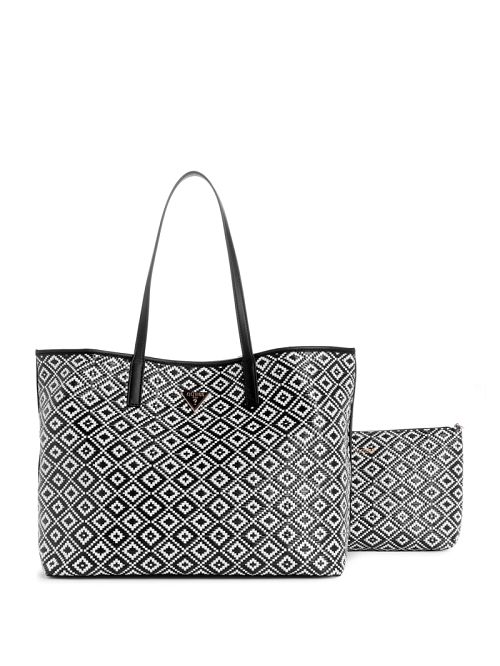 Guess Vikky Straw Tote Set Negrii | GUESS-SN29436