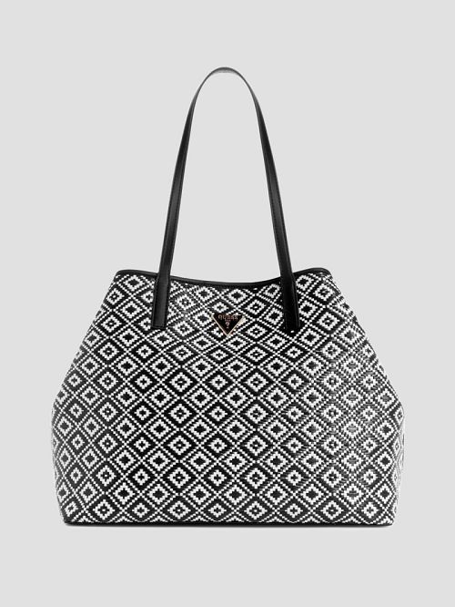 Guess Vikky Straw Tote Set Negrii | GUESS-SN29436