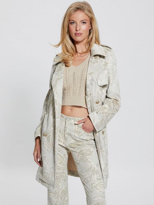 Guess Vilma Faux-Suede Trench Coat Bej | GUESS-SN28044
