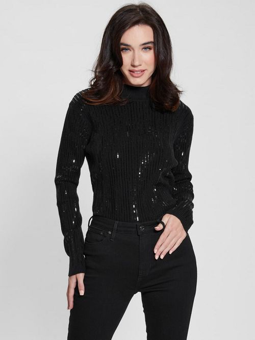 Guess Vivian Sequin Sweater Negrii | GUESS-SN27290