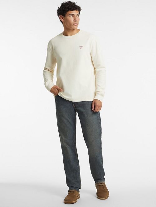 Guess Waffle-Knit Mini Triangle Long-Sleeve Tee Albi | GUESS-SN30995