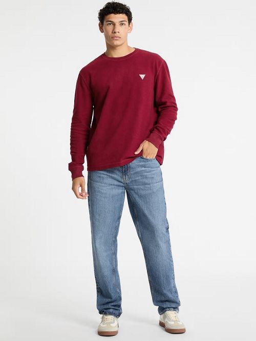 Guess Waffle-Knit Mini Triangle Long-Sleeve Tee Rosii | GUESS-SN31007