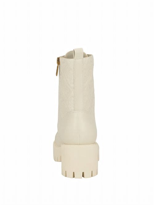 Guess Waite Embossed Lace-Up Moto Boots Albi | GUESS-SN29898