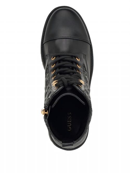 Guess Waite Embossed Lace-Up Moto Boots Negrii | GUESS-SN29913