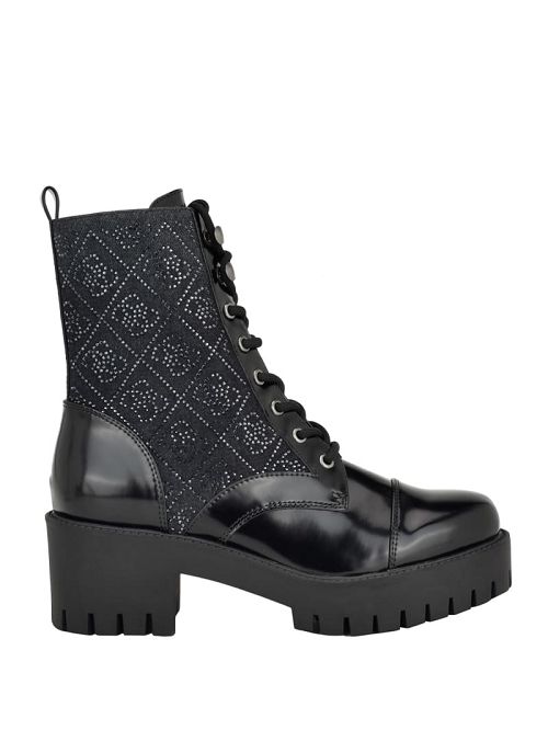 Guess Waitea Rhinestone Moto Booties Negrii | GUESS-SN29914