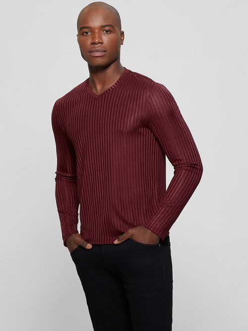 Guess Warehouse V-Neck Knit Tee Rosii | GUESS-SN30615
