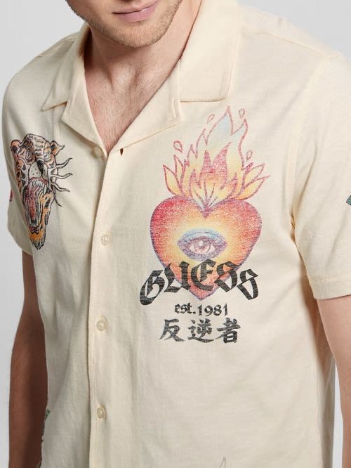 Guess Washed Art Shirt Albi | GUESS-SN31114
