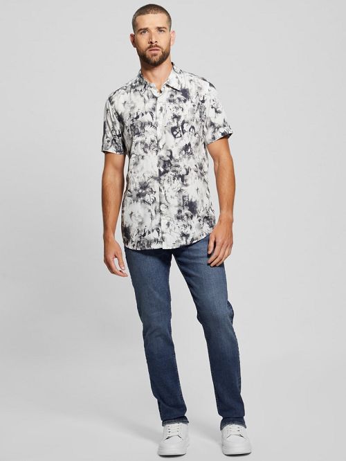Guess Wayco Sateen Floral Shirt Negrii Albi | GUESS-SN31322