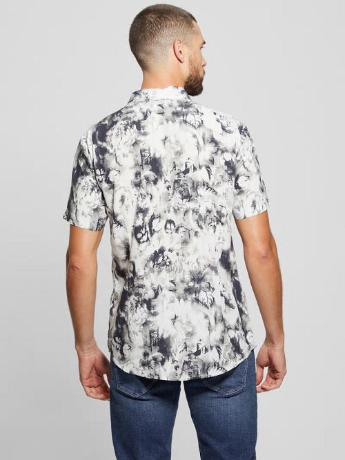 Guess Wayco Sateen Floral Shirt Negrii Albi | GUESS-SN31322