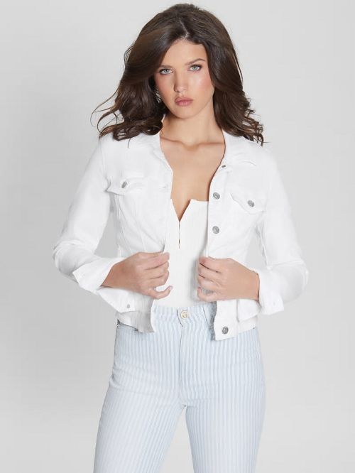 Guess White Denim Sexy Trucker Jacket Albi | GUESS-SN26700