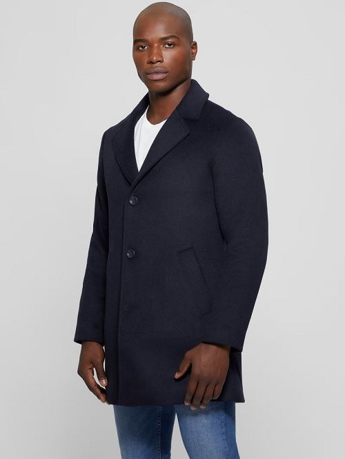 Guess Wool-Blend Coat Albastri | GUESS-SN30780