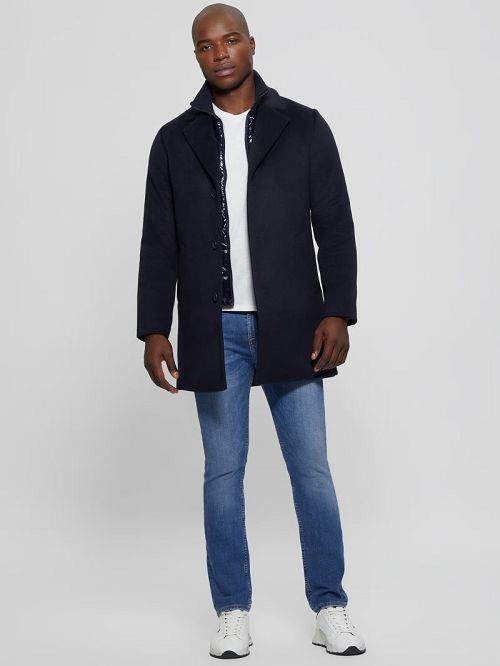 Guess Wool-Blend Coat Albastri | GUESS-SN30780