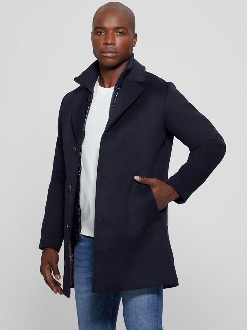 Guess Wool-Blend Coat Albastri | GUESS-SN30780