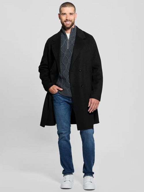Guess Wool-Blend Double-Breasted Coat Negrii | GUESS-SN30795