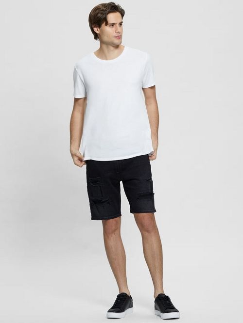 Guess Wyatt Destroyed Black Shorts Negrii | GUESS-SN31347