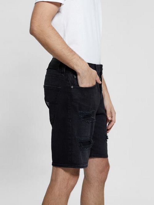 Guess Wyatt Destroyed Black Shorts Negrii | GUESS-SN31347