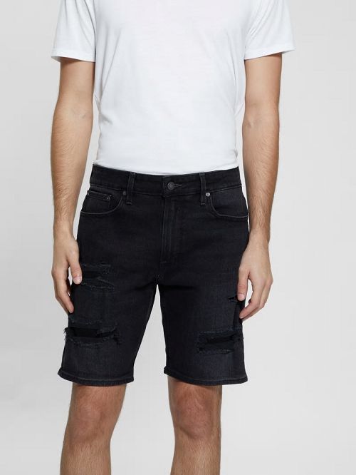 Guess Wyatt Destroyed Black Shorts Negrii | GUESS-SN31347
