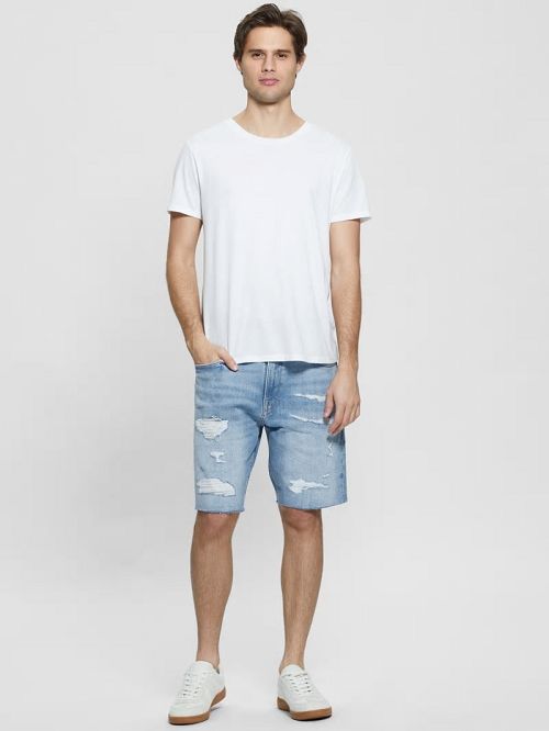 Guess Wyatt Destroyed Shorts Albastri | GUESS-SN30414