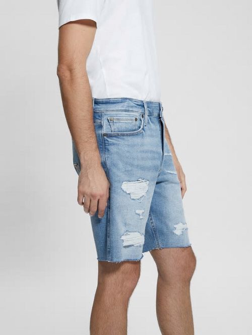 Guess Wyatt Destroyed Shorts Albastri | GUESS-SN30414
