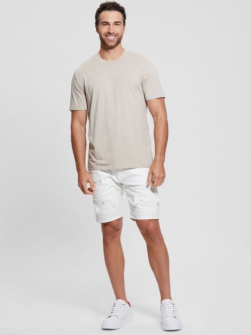 Guess Wyatt Destroyed White Shorts Albi | GUESS-SN31352