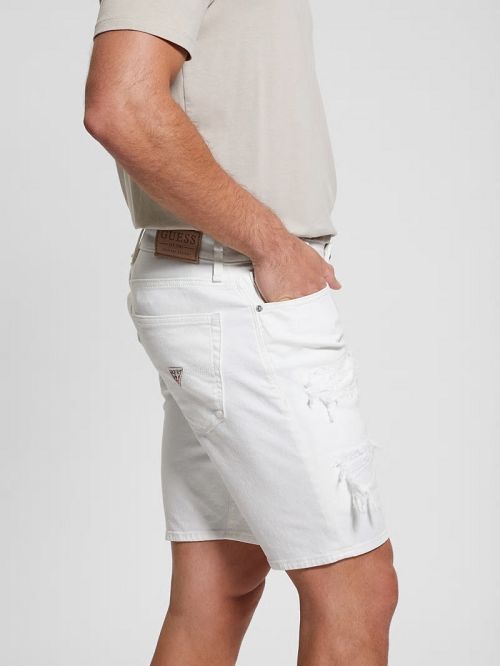 Guess Wyatt Destroyed White Shorts Albi | GUESS-SN31352