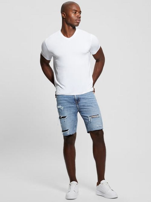 Guess Wyatt Distressed Denim Shorts Albastri | GUESS-SN30424