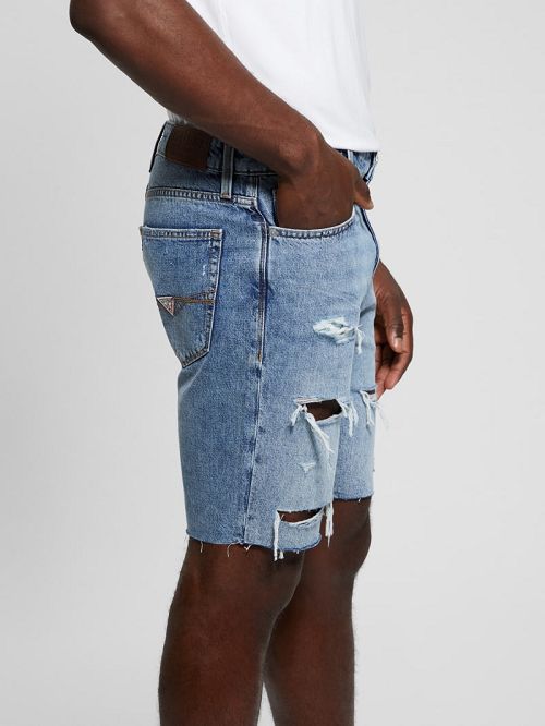 Guess Wyatt Distressed Denim Shorts Albastri | GUESS-SN30424