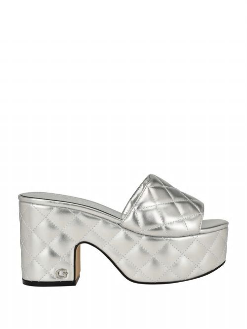 Guess Yanni Quilted Platform Mules Argintii | GUESS-SN29673