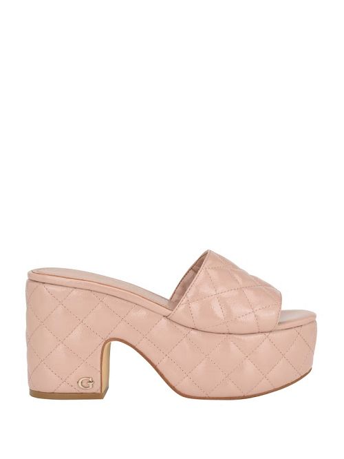 Guess Yanni Quilted Platform Mules Bej | GUESS-SN29657