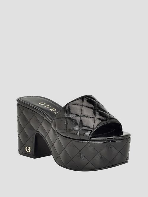 Guess Yanni Quilted Platform Mules Negrii | GUESS-SN29676