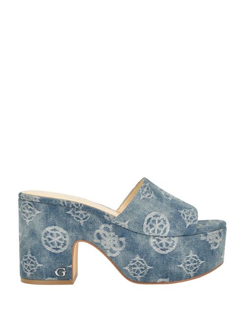 Guess Yapplea Denim Peony G Platform Mules Albastri | GUESS-SN29716