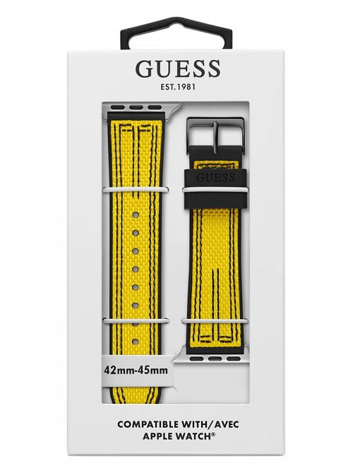 Guess Yellow and Black Woven 42-45 mm Band for Apple Watch® Galbeni | GUESS-SN31625