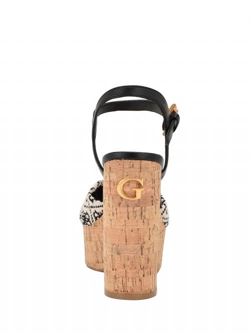 Guess Yipster Logo Platform Heeled Sandals Negrii | GUESS-SN29646