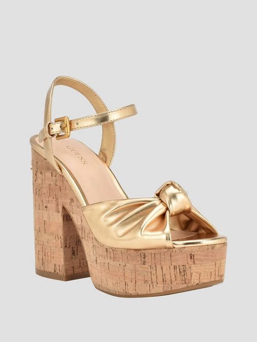 Guess Yipster Platform Heeled Sandals Aurii | GUESS-SN29734