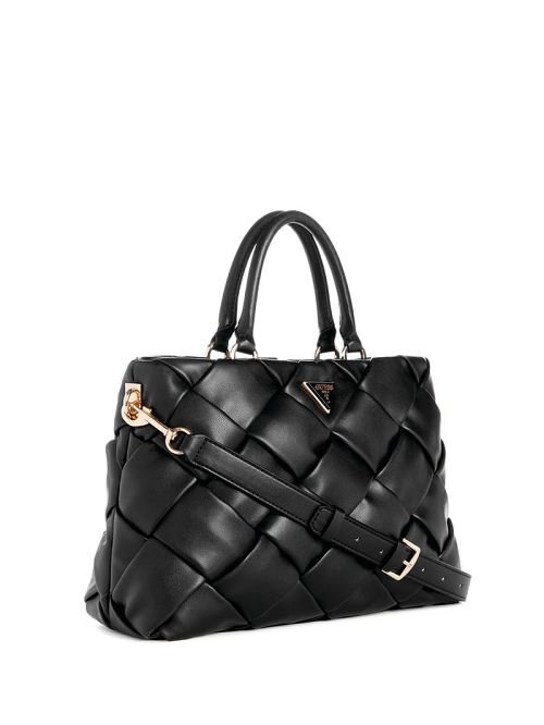 Guess Zaina Woven Girlfriend Satchel Negrii | GUESS-SN28658