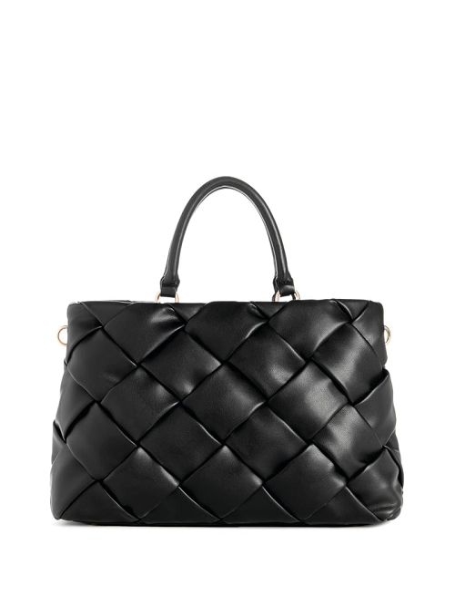 Guess Zaina Woven Girlfriend Satchel Negrii | GUESS-SN28658
