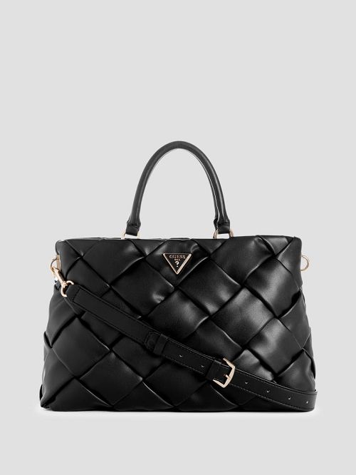 Guess Zaina Woven Girlfriend Satchel Negrii | GUESS-SN28658