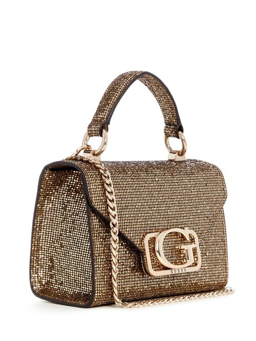 Guess Zalina Mini Glitter Top-Handle Bag Aurii | GUESS-SN28669