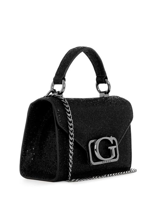Guess Zalina Mini Glitter Top-Handle Bag Negrii | GUESS-SN28672